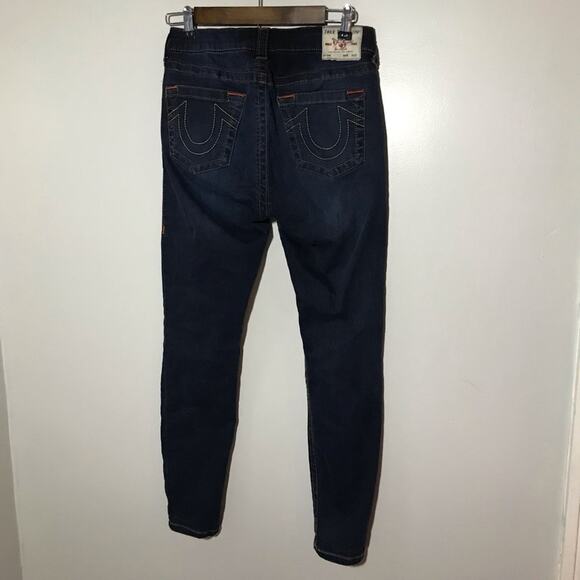 True Religion womens 28 Jennie curvy mid rise skinny dark wash jeans stretchy - Picture 2 of 12